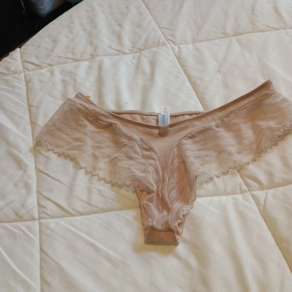 Ongossamer Lavish Lace‎ Champagne Thong Panties Lingerie Underwear Size S